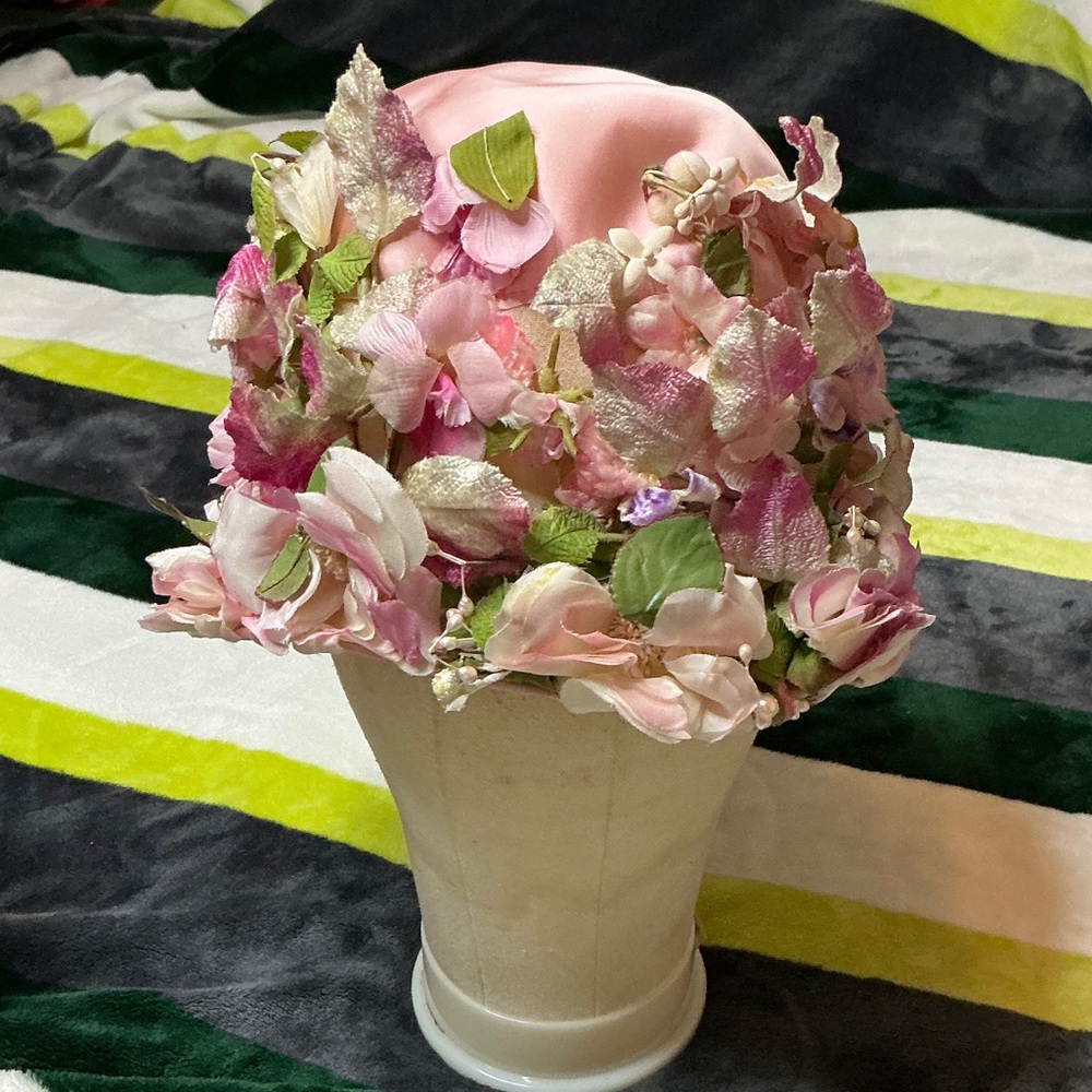 Vintage 1950’s Christian Dior Pink Floral Hat - Picture 1 of 14